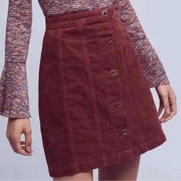 Pilcro and the Letterpress Dresses & Skirts - Anthropologie Pilcro and the Letterpress corduroy skirt button up burgundy